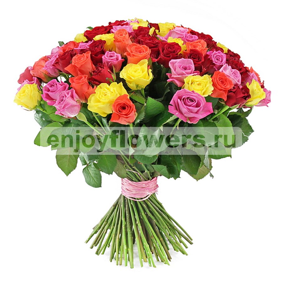 Букет из 101 розы "Разноцветные розы"