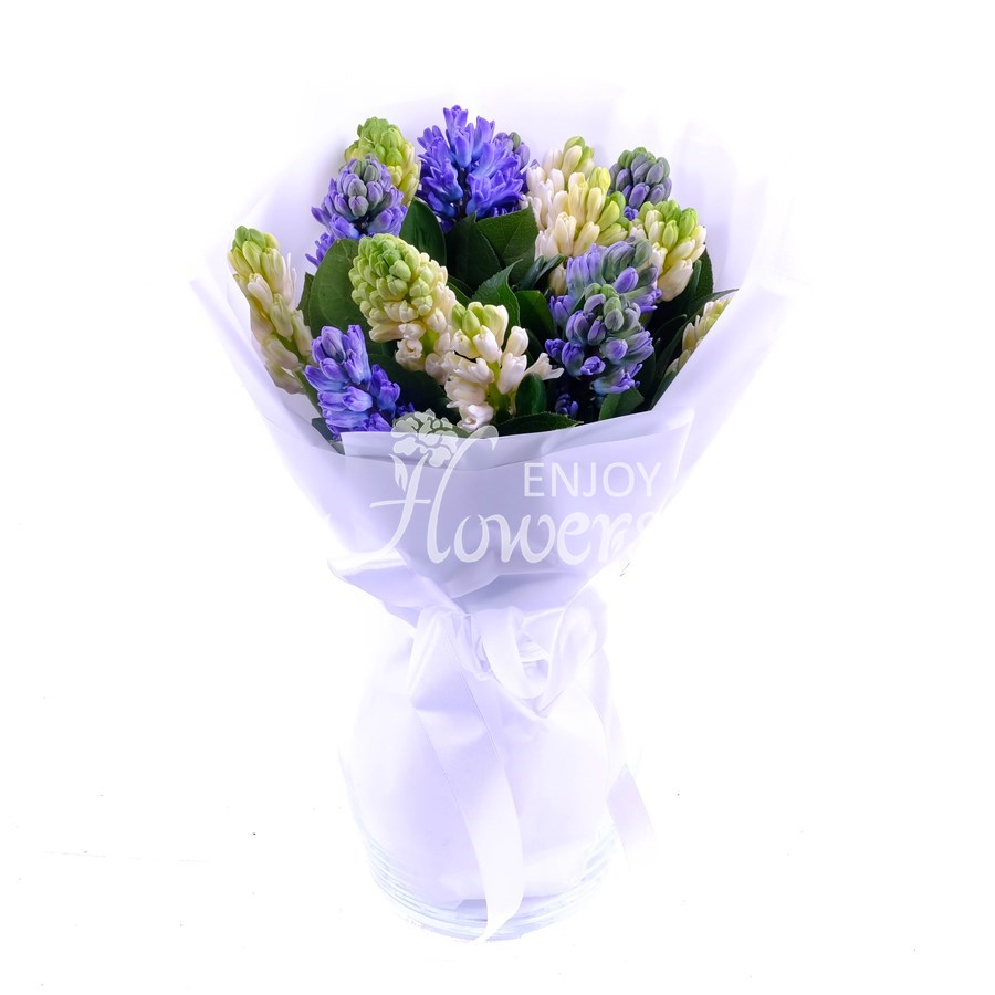 Букет из 15 бело-синих гиацинтов "Бело-синие гиацинты"
