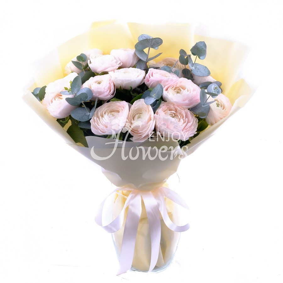 Букет из 15 нежно розовыз ранункулюсов "Розовые ранункулюсы"
