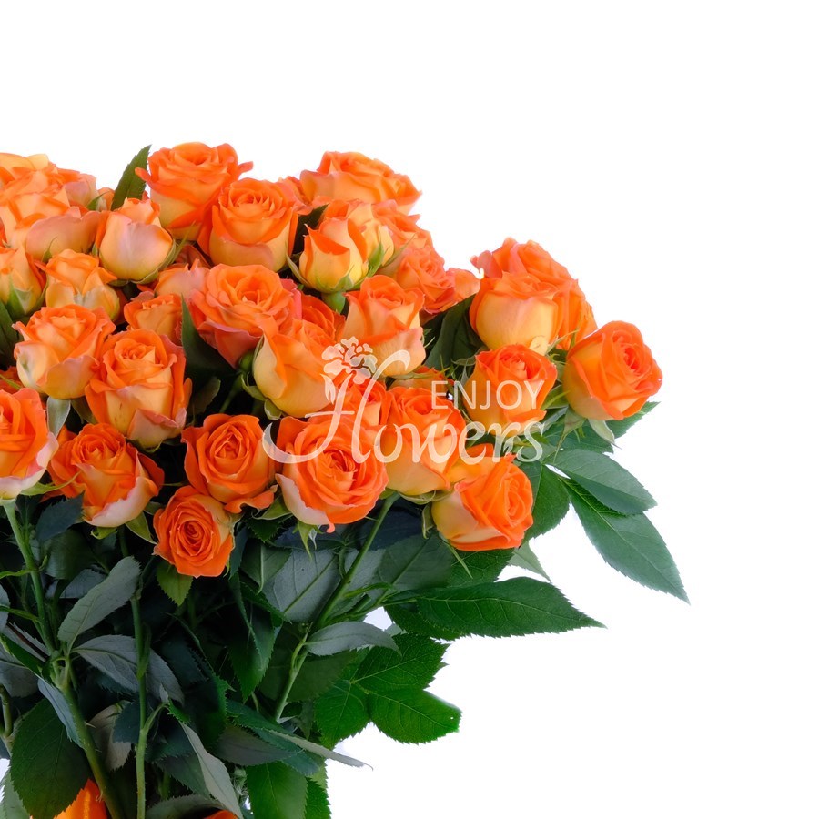 Букет из 15 роз "Оранжевые кустовые розы"