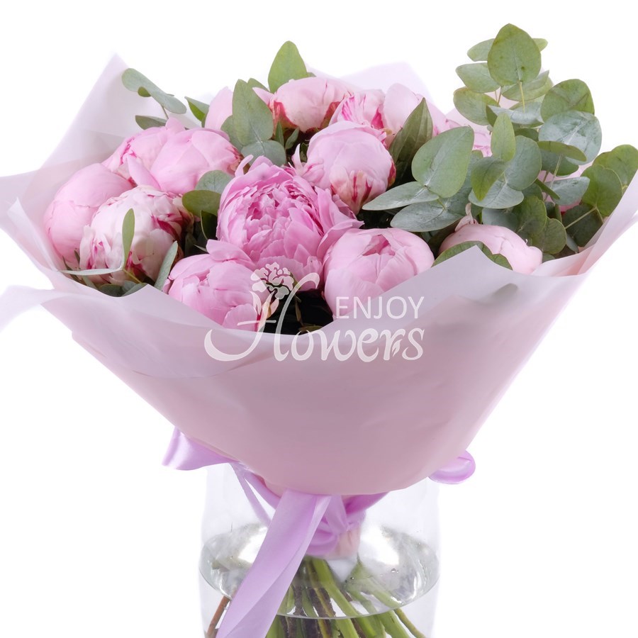 Букет из 15 розовых пионов "Милая Мэри"