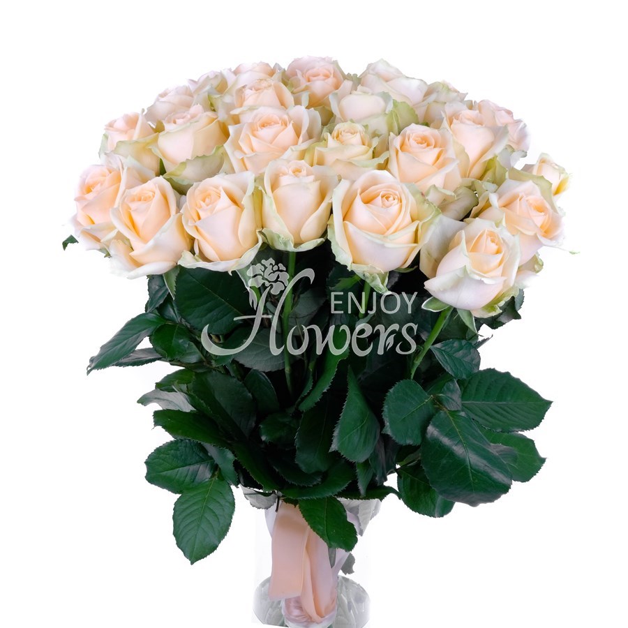 Букет из 25 роз "Персиковые розы"