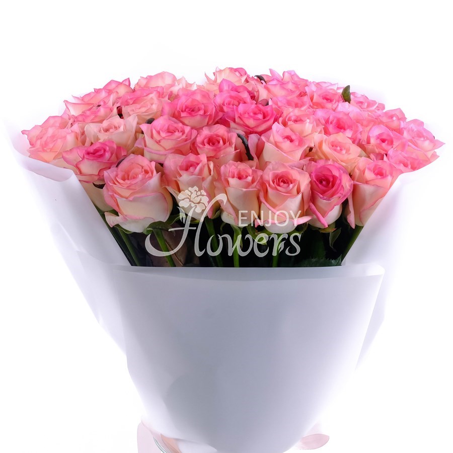Букет из 51 нежно-розовой розы в пленке "Джумилия"
