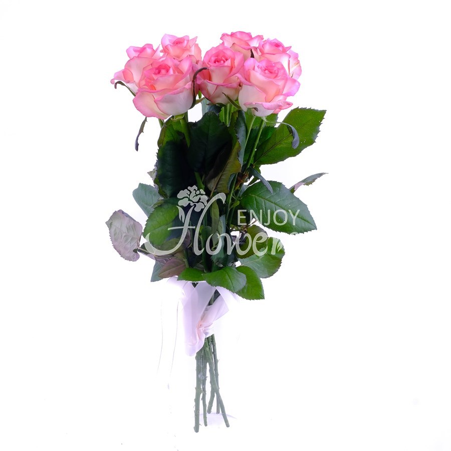 Букет из 7 нежно-розовых роз "Джумилия"
