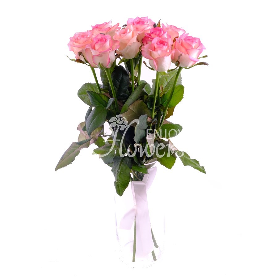 Букет из 9 нежно-розовых роз "Джумилия"
