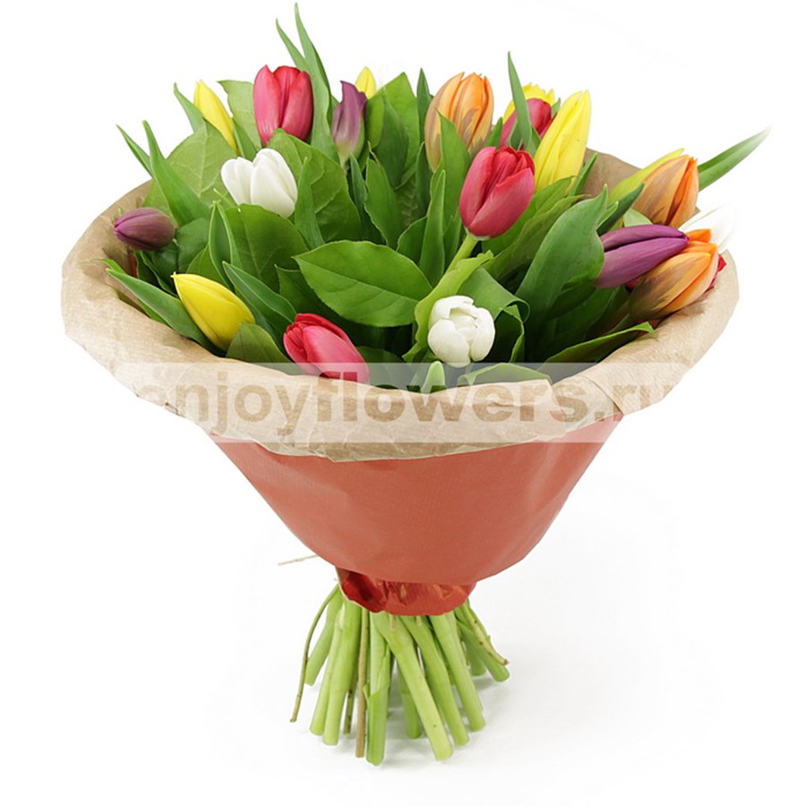 Букет из разноцветных тюльпанов "Весеннее настроение"