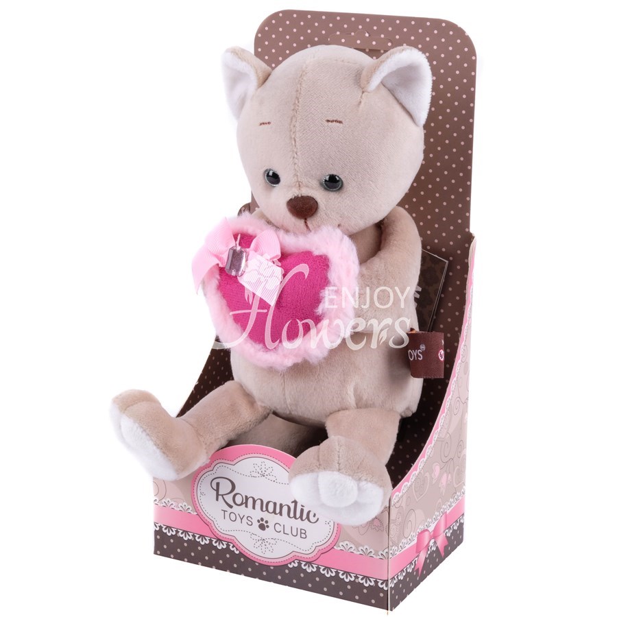 Мягкая игрушка "Романтичный Котик с розовым сердечком"
