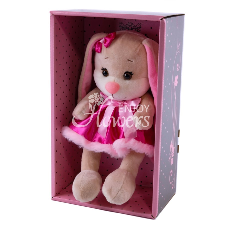 Мягкая игрушка "Зайка Лин в розовом платьице"