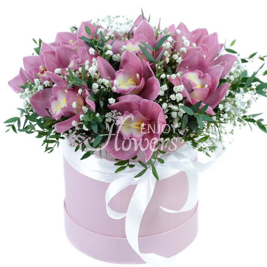 Розовые орхидеи в коробке "Розовая мечта"