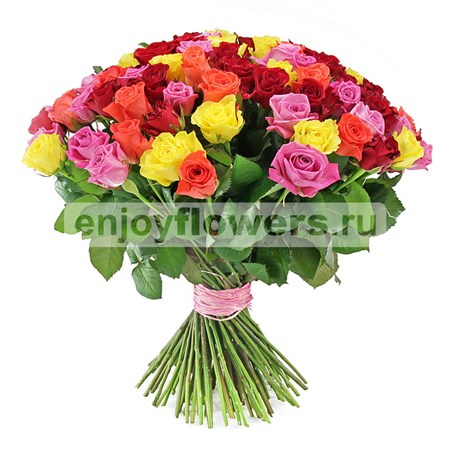 Букет из 101 розы "Разноцветные розы"