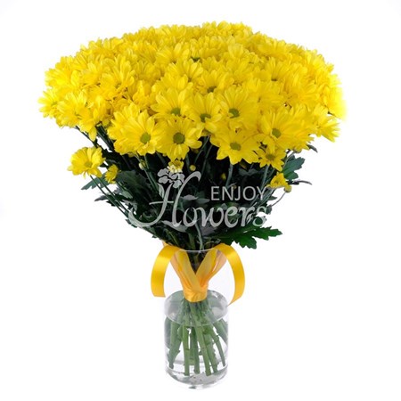 Букет из 15 хризантем "Желтая кустовая хризантема"