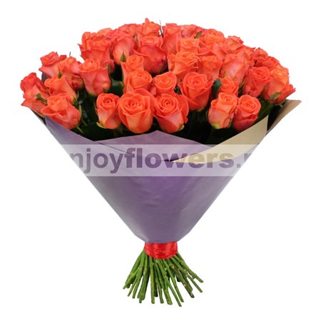 Букет из 51 розы "Оранжевые розы в крафте"