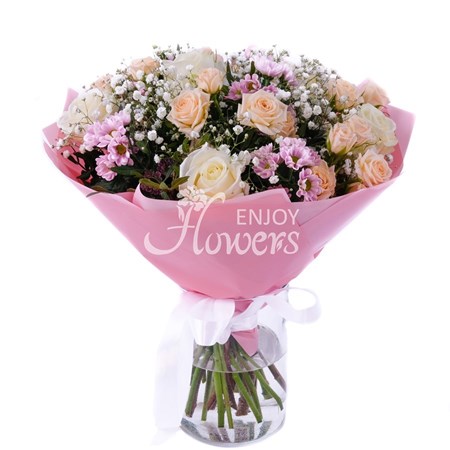 Букет с хризантемой и розой "Диво дивное"