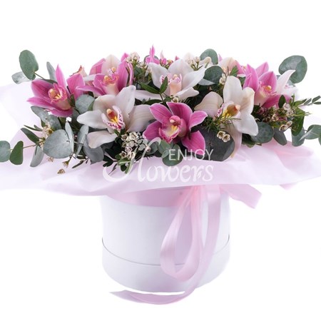 Композиция из розовых орхидей "Ириска"