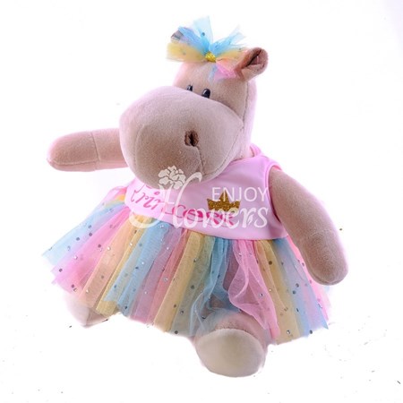 Мягкая игрушка "Бегемотик Принцесса в розовом"